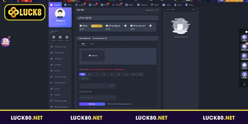 Các bước rút tiền Luck8 dành cho người mới bắt đầu